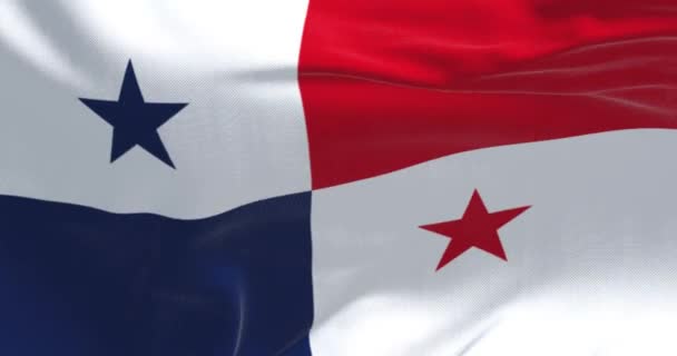 Primo Piano Della Bandiera Nazionale Panama Che Sventola Nel Vento — Video Stock