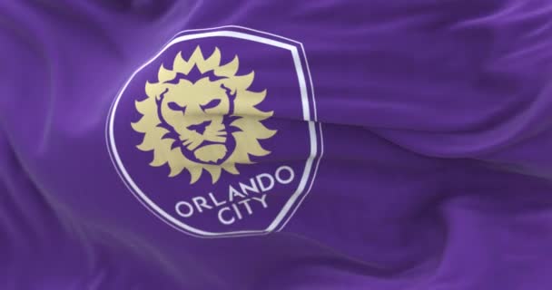 Orlando Eua Outubro 2023 Close Bandeira Orlando City Acenando Clube — Vídeo de Stock