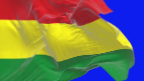 Крупный План Национального Флага Боливии Размахивающего Ветром Синем Экране Южноамериканская — стоковое видео