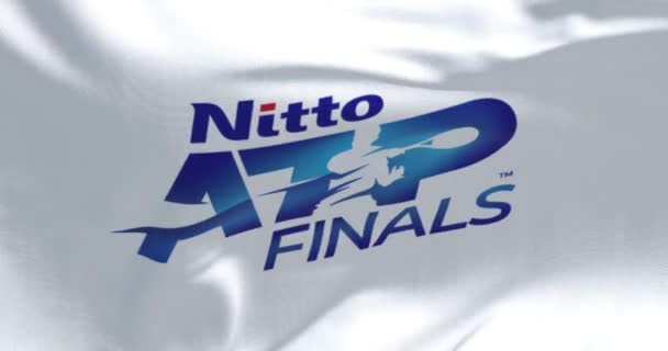 Torino Novembre 2023 Primo Piano Della Bandiera Nitto Atp Finals — Video Stock