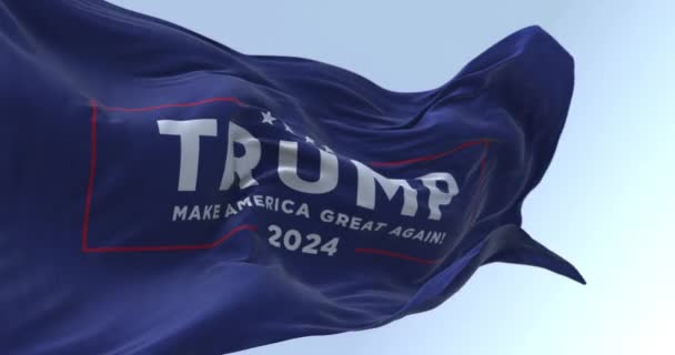 Arlington Abd Okt 2023 Donald Trump Seçim Kampanyası Bayrağı Dalgalanması — Stok video