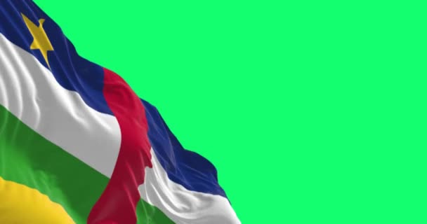 Εθνική Σημαία Της Κεντροαφρικανικής Δημοκρατίας Που Κυματίζει Απομονωμένη Πράσινο Φόντο — Αρχείο Βίντεο