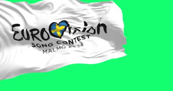 マルモ 10月25日2023 ユーロビジョン ソング コンテスト2024 グリーン スクリーンで振る シームレス3Dレンダリングアニメーション クロマキー スローモーションループ — ストック動画