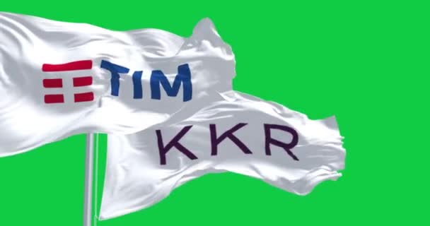 Roma Kasım 2023 Tim Kkr Bayrakları Yeşil Ekranda Dalgalanıyor Kkr — Stok video