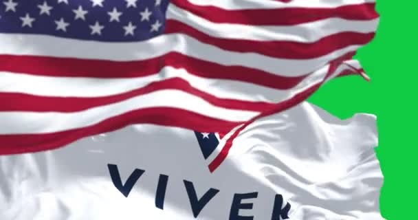Washington Usa Oktober 2023 Vivek Ramaswamy 2024 Flagga Viftar Med — Stockvideo