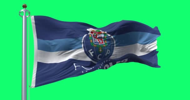 Porto Října 2023 Porto Vlajka Vlnící Větru Zelené Obrazovce Portugalský — Stock video