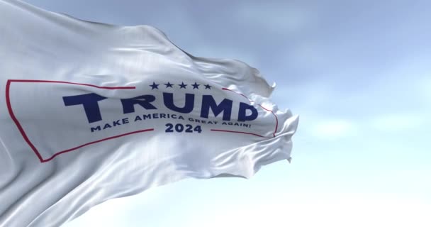 Arlington Oct 2023 Close Donald Trump Election Campaign Flag Waving — Stock Video