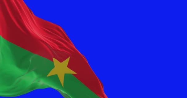 Flaga Burkina Faso Macha Zielonym Ekranie Czerwone Zielone Paski Żółtą — Wideo stockowe