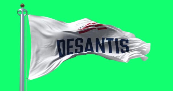 Tallahassee Usa April 2023 Ron Desantis 2024 Kampanjflagga Vinkar Grön — Stockvideo