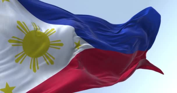 菲律宾国旗飘扬的特写 无缝3D渲染动画 慢动作回路 — 图库视频影像