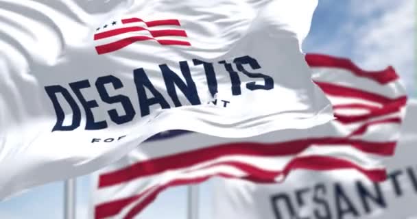 Tallahassee Nov 2023 Ron Desantis 2024 Σημαίες Προεκλογικής Εκστρατείας Ρεπουμπλικανών — Αρχείο Βίντεο