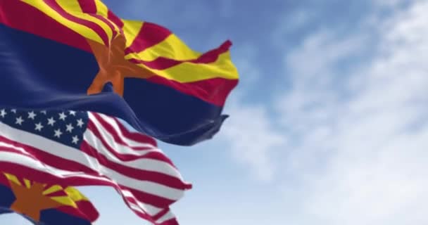 애리조나와 미국의 깃발이 흔들리고 있습니다 애리조나 Arizona 남서부에 주이다 원활한 — 비디오