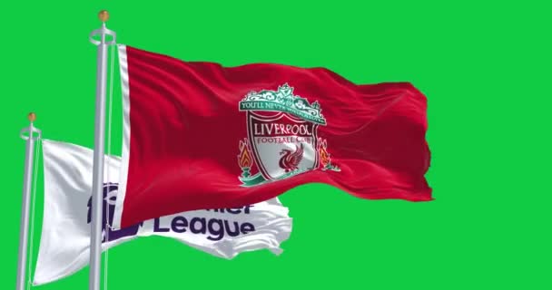 Liverpool Velká Británie Září 2023 Liverpool Football Club Vlajky Premier — Stock video