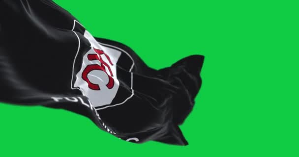 Londyn Września 2023 Flaga Fulham Football Club Macha Zielonym Ekranie — Wideo stockowe