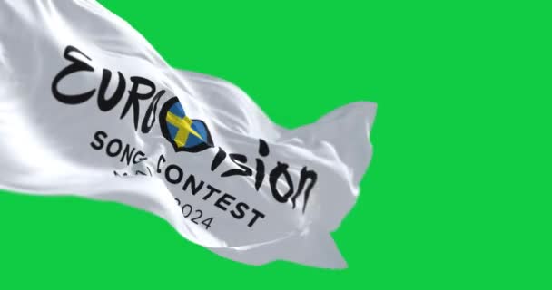 Malmo Outubro 2023 Festival Eurovisão Canção 2024 Com Bandeira Acenando — Vídeo de Stock