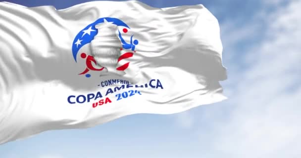Маямі Сша Грудня 2023 Кубок Америки 2024 Прапор Махав Ясним — стокове відео