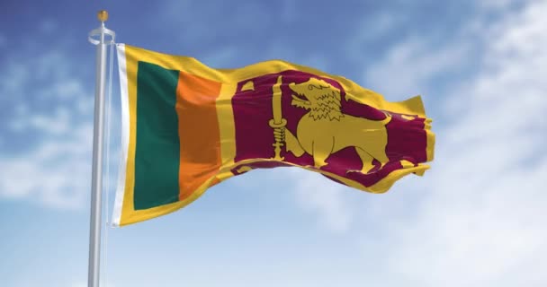 Sri Lanka Bandiera Nazionale Sventola Una Giornata Limpida Paese Insulare — Video Stock
