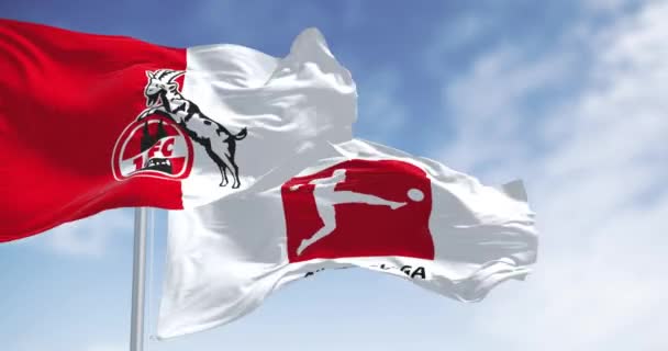 Cologne Oktober 2023 Bendera Cologne Mengibarkan Bendera Bundesliga Pada Hari — Stok Video