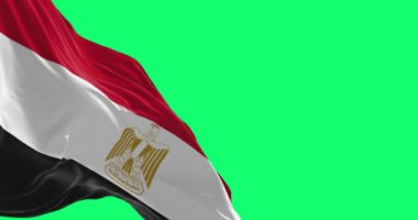 Mavi ekranda sallanan ulusal bayrak. Kusursuz 3D canlandırma animasyonu. Krom anahtar. Yavaş çekim döngüsü. 4 bin. Seçici odak.