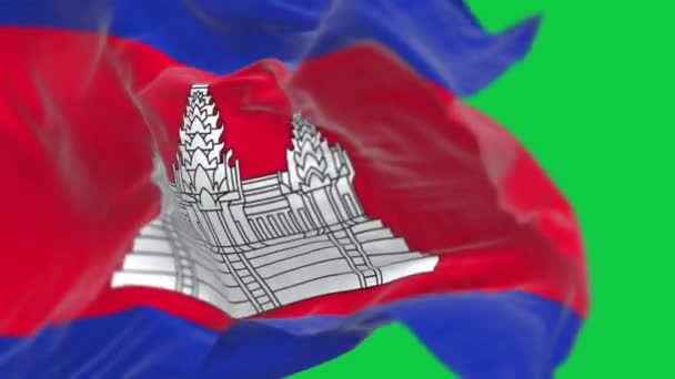 苏里南国旗在蓝屏上飘扬 无缝3D渲染动画 慢动作回圈4K 有选择的重点 — 图库视频影像
