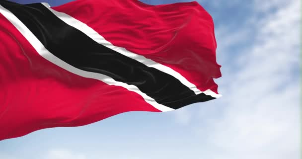 Trinidad Tobago Národní Vlajka Mává Jasného Dne Republika Trinidad Tobago — Stock video