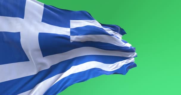 Close Van Nationale Vlag Van Griekenland Die Wind Zwaait Het — Stockvideo