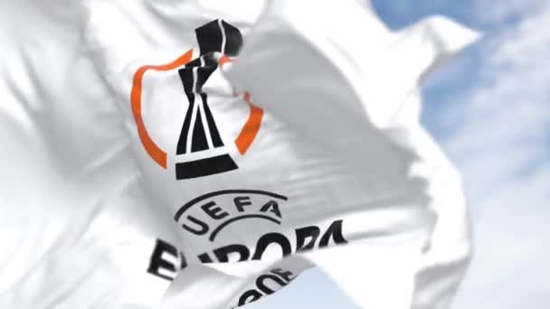Dublin Aralık 2023 Uefa Avrupa Ligi Bayrağı Dalgalanması Avrupa Ligi — Stok video