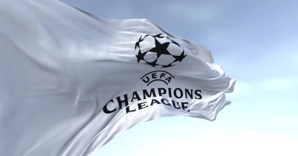 Londres Reino Unido Novembro 2023 Close Bandeira Uefa Champions League — Vídeo de Stock