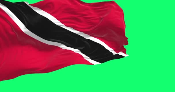 Trinidad Och Tobago Nationella Flagga Viftar Grön Skärm Östat Västindien — Stockvideo