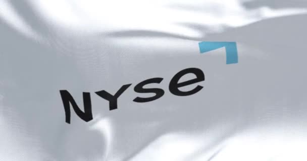 New York City Dec 2023 Closure Nyse Flag Waiting Американская — стоковое видео