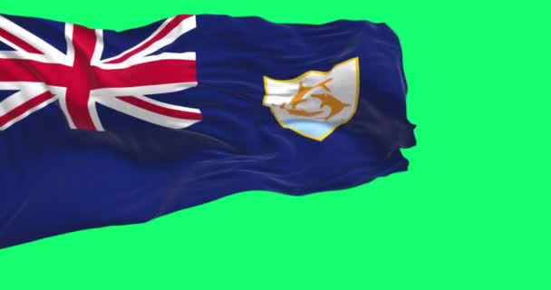 Bandera Anguila Ondeando Aislada Sobre Fondo Verde Animación Renderizado Sin — Vídeos de Stock
