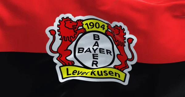 Leverkusen November 2023 Pendekatan Bendera Bayer Leverkusen Melambai Ilustrasi Editorial Stok Lukisan  