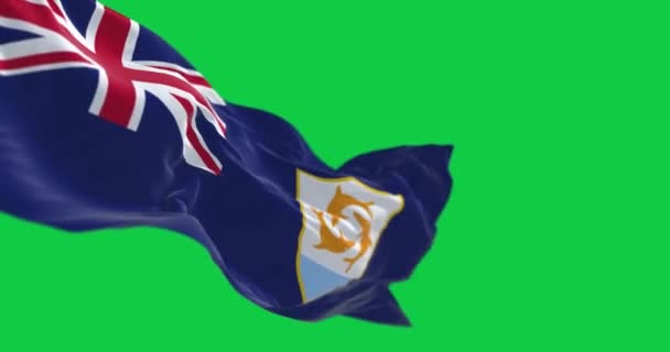 Anguilla Flagga Vinka Isolerad Grön Bakgrund Sömlös Rendering Animation Chroma — Stockvideo