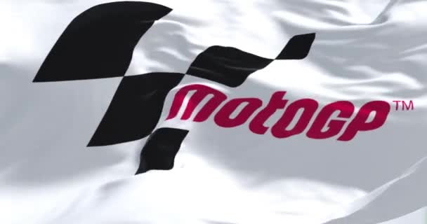 Sepang Fev 2024 Close Bandeira Motogp Acenando Vento Premier Competição — Vídeo de Stock