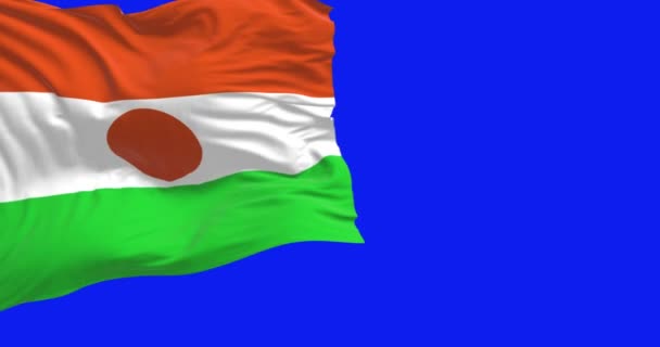 Niger Nemzeti Zászló Integetett Elszigetelt Kék Háttérrel Zökkenőmentes Render Animáció — Stock videók
