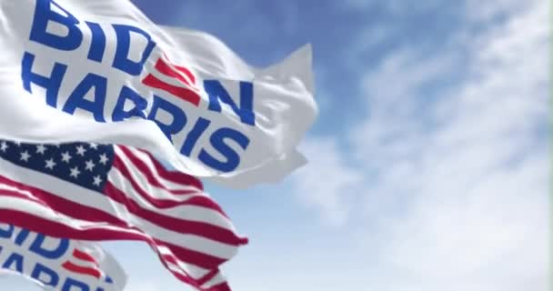 New York Usa Jan 2023 Biden Harris 2024 Presidentens Kampanjflagga — Stockvideo