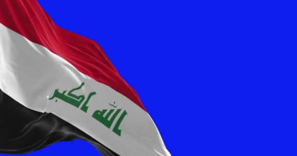 Republiek Irak Nationale Vlag Zwaaien Geïsoleerd Blauwe Achtergrond Naadloze Weergave — Stockvideo