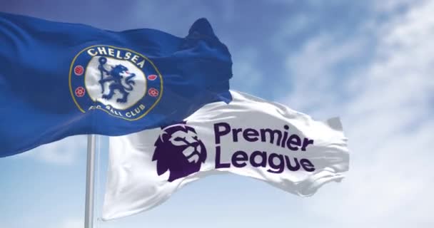 Londýn Velká Británie Července 2023 Fotbalový Klub Chelsea Vlajky Premier — Stock video