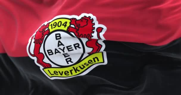 Leverkusen Novembro 2023 Close Bayer Leverkusen Flag Waving Animação Renderização — Vídeo de Stock