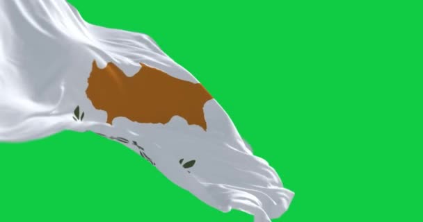 Cyperns Nationella Flagga Viftar Isolerad Grön Bakgrund Sömlös Rendering Animation — Stockvideo