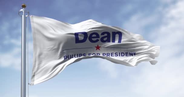 Excelsior Feb 2024 Σημαία Προεκλογικής Εκστρατείας Dean Phillips Κυματίζει Μια — Αρχείο Βίντεο