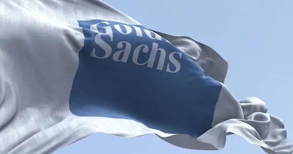 New York Mar 2024 Goldman Sachs Bank Flag Waving Clear — Stock Photo, Image