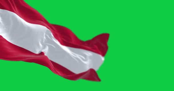 Bandera Nacional Austria Ondeando Aislada Sobre Fondo Verde Animación Renderizado — Vídeo de stock