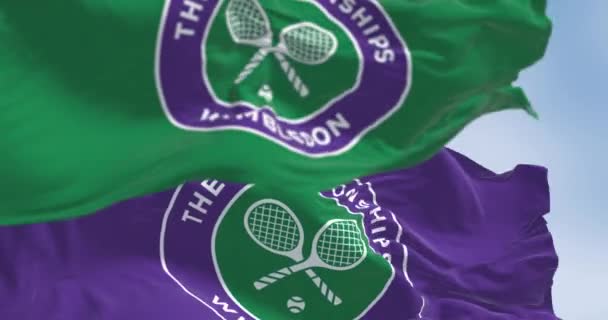 Londra Regno Unito Marzo 2024 Campionati Wimbledon Sventolano Bandiere Una — Video Stock
