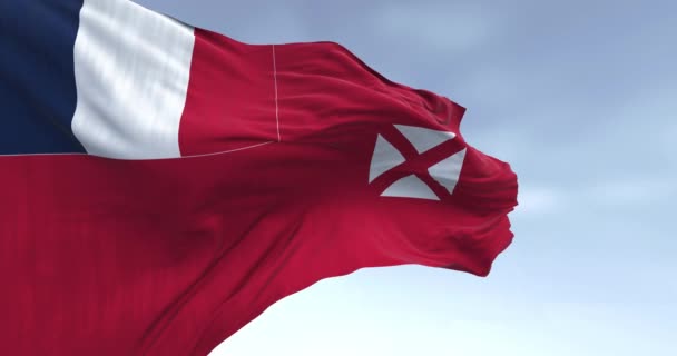 Národní Vlajka Wallis Futuna Mává Jasného Dne Francouzské Zámořské Společenství — Stock video