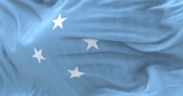 Bandera Nacional Los Estados Federados Micronesia Ondeando Viento Día Claro — Vídeos de Stock