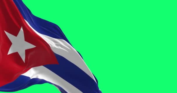 Yeşil Arka Planda Izole Edilmiş Küba Bayrağının Yakın Çekimi Latin — Stok video