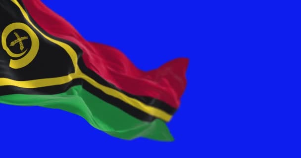 Εθνική Σημαία Του Βανουάτου Που Κυματίζει Απομονωμένη Μπλε Φόντο Νησί — Αρχείο Βίντεο