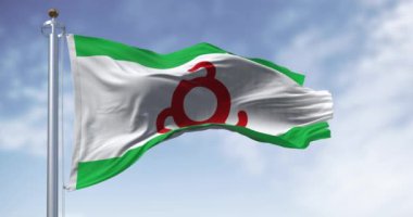 İsveç ve Avrupa Birliği bayrakları açık bir günde birlikte dalgalanıyor. Avrupa Birliği Üyesi. Kusursuz 3 boyutlu animasyon. Yavaş çekim döngüsü. Seçici odak