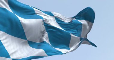 Açık bir günde Bavyera bayrağı dalgalanır. Kusursuz 3 boyutlu animasyon. Yavaş çekim döngüsü. Seçici odak